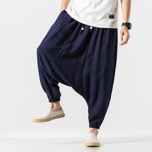 

streetwear cotton linen cross-pants men trousers men pants jogger hip hop sweatpants joggers cargo pants 2020 new m-5xl1, Black