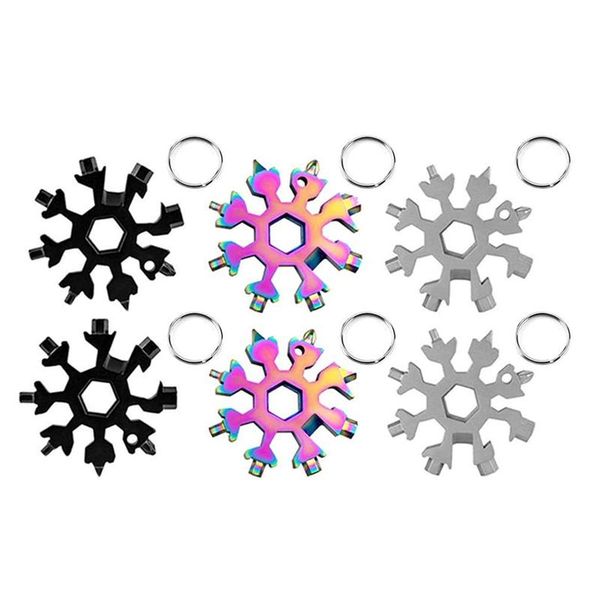

6pcs 18-in-1 snowflake multi-tool snowflake keychain tool, screwdriver tool for opener key chain