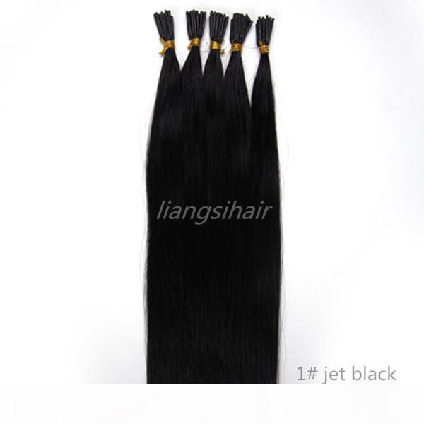 

brazilian straight hair style brazilian indian peruvian malaysian i-tip remy human hair extensions 15" 80g 18"-26" 100g 100s, Black;brown