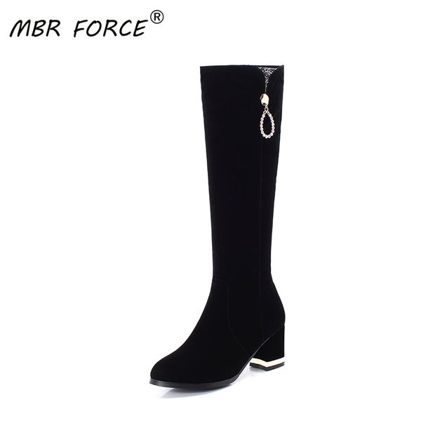 

mbr force spring and autumn women's over-the-knee boots shoes high-quality high-heeled shoes with exquisite rhinestonedecoration, Black
