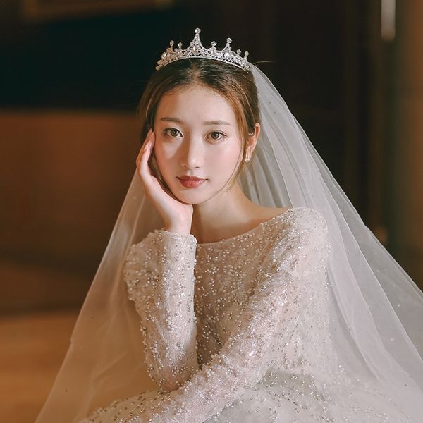 

new japanese and korean bridal headdress simple crown band hair ornament small alloy wedding dress p accessories, Silver