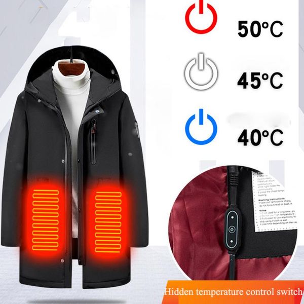

outdoor t-shirts hooded heated jacket coat men winter warm usb electrical hunting waistcoat hiking, Gray;blue