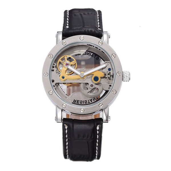 

mechanical watch leisure men's watch automatic men's watch, Slivery;brown