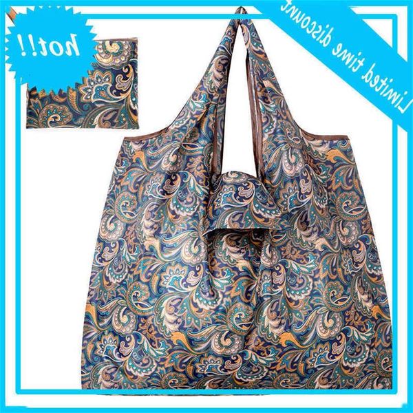 

big size tote eco reusable polyester portable shoulder women handbags folding bag