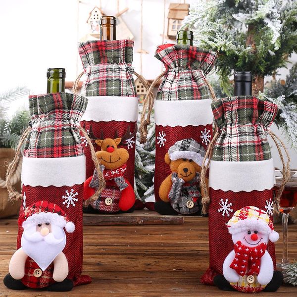 

luanqi 2020 christmas decorations wine bottle bag cloth santa claus bottle decorations with hats xmas dinner party new year 2021 qyljil