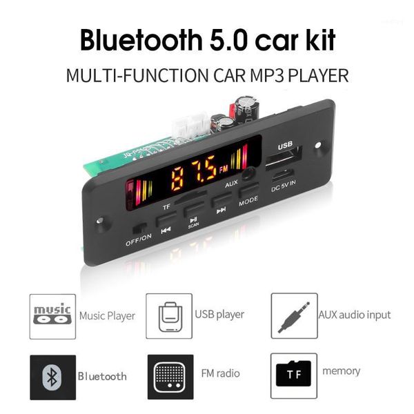 

kebidubluetooth 5.0 car radio mp3 player decoder board dc 5v 12v handssupport recording fm tf sd card aux 2 x 3w1