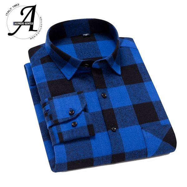 

100% cotton flannel shirt men slim fit plaid casual shirts long sleeve winter male shirts 201120, White;black
