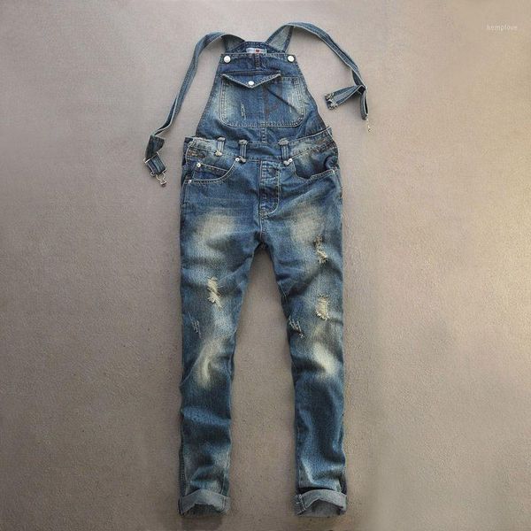 

men's cool ripped hole blue denim overalls mens denim jumpsuit bib pants suspenders trouser for man long straight jeans for male1