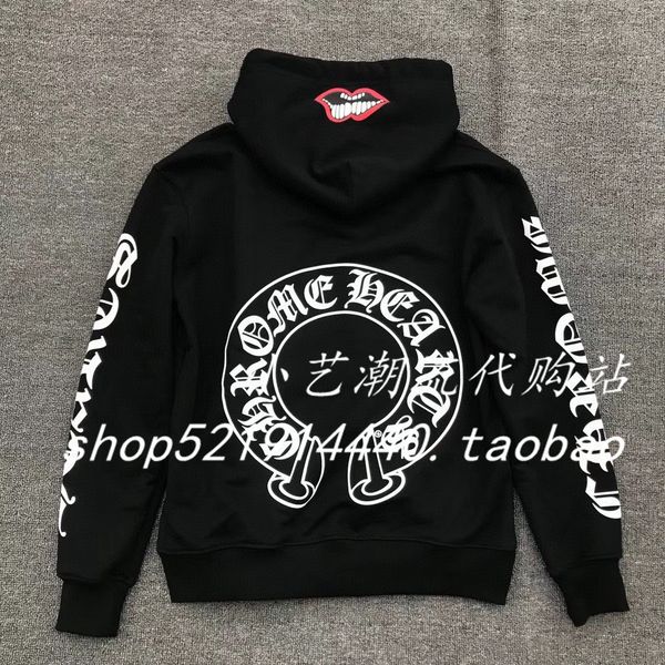 

men's and women's casual hoodie chrome cardigan, Black