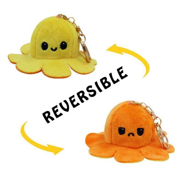 

reversible flip ocs keychain metal key ring plush doll toys bag animal pendants double-sided emotion toy cute keyring ornment fy7492