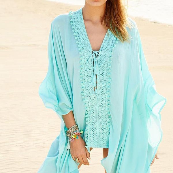 

cotton beach cover up pareo tunic for beach plus size bikini cover up tassel lace patchwork beachwear swim suit dress1, White;black