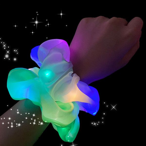 

2020 новое прибытие девушки led световой scrunchies hairband хвостик держатель headwear резинки сплошной цвет аксессуары для волос