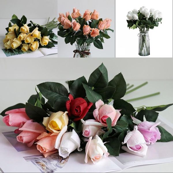 

fake simulation flower single rose with branches leaves flowers wedding home table furnishing decor bud popular exquisite 2 4xt g2