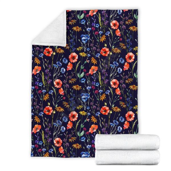 

wild flower 3d printed sherpa blanket on bed home textiles dreamlike home accessories drop shipping