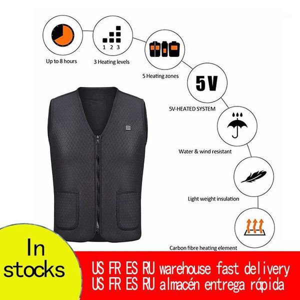 

outdoor t-shirts heating vest washable usb charging warm control temperature camping hiking (without battery) hunted jacket1, Gray;blue