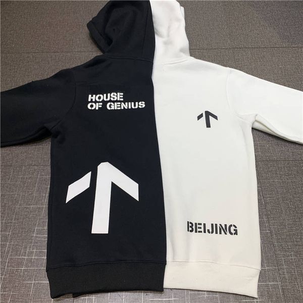 

winter new fashion beijing limited edition plus fleece hooded sweatershirts men and women's embroidery letters printing hoodiesas size, Black