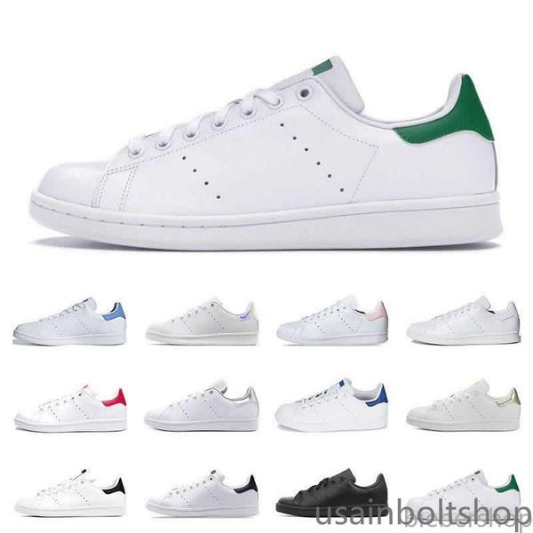 

men classics stan smith women flat sneakers green white navy blue oreo rainbow fashion mens trainer outdoor sports shoes us, Black