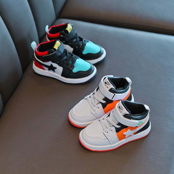 

children's high 2020 fall new fashion girls casual shoes boys sneakers, Black;red