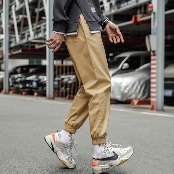 

sweatpants hip-hop spring and autumn new cotton overalls loose leggings elastic small leggings overalls nine minutes pants, Black