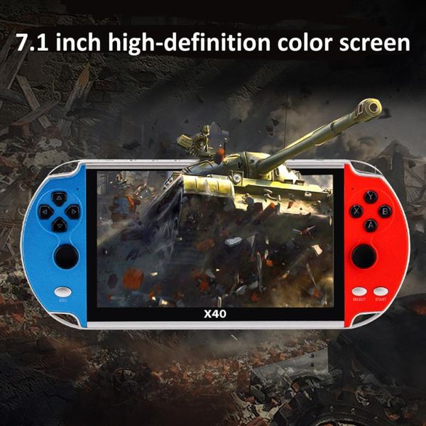 

game controllers & joysticks x40 video 7.1 inch lcd double rocker portable handheld retro console mp4 player tf card for gba/nes 3000 games