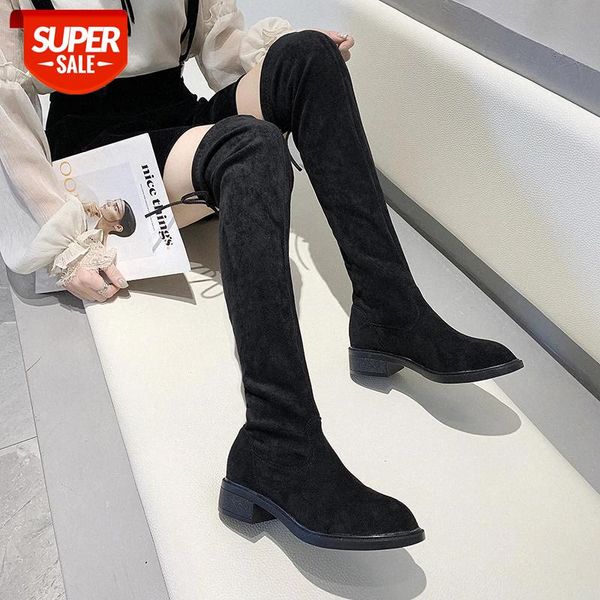 

2020 new wedge over-the-knee women boots quality soft suede platform boots winter velvet warm round toe lace-up thigh high #ll6x, Black