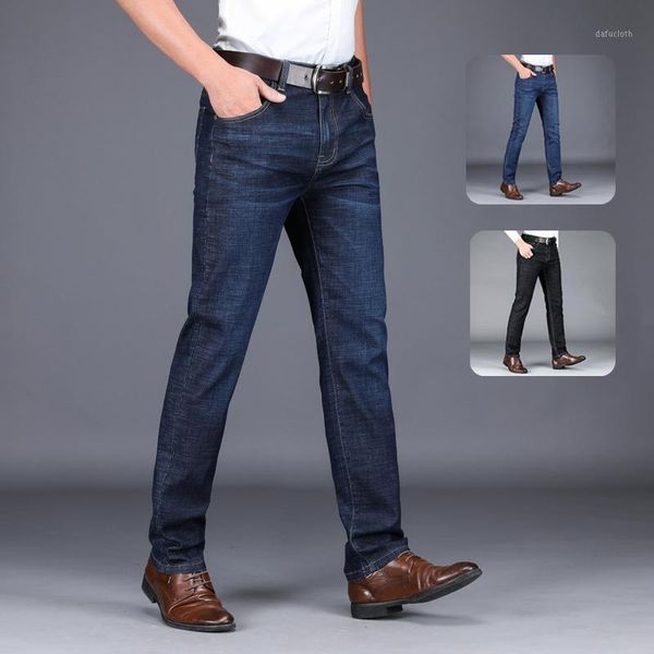 

2020 summer men's jeans stretch slim straight men's jeans thin large size denim long pants men clothes skinny men1, Blue