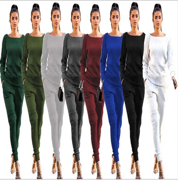 

women new 2pcs casual pants sets tracksuit hoodies pants sets sport lounge wear solid color casual suit female suits, White
