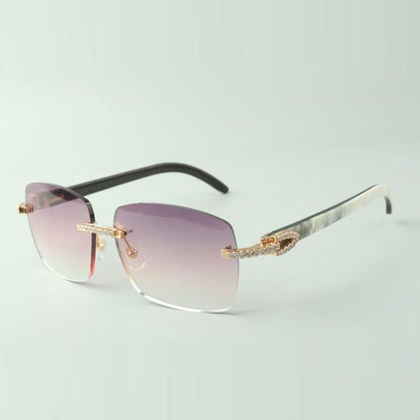 

exquisite classic medium diamond sunglasses 3524025, natural mixed buffalo horn temples glasses, size: 18-140 mm, White;black