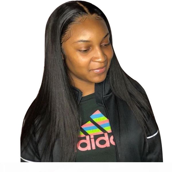 

transparent glueless lace front human hair wigs 13x4 frontal hd transparent brazilian virgin remy real long straight full lace wig, Black;brown