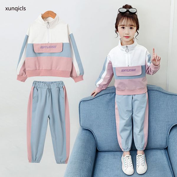 

girl sports suit 2020 autumn outfit sets for girls coat +pants 2pcs children clothing kids clothes baby girls spring outwearx1019, White
