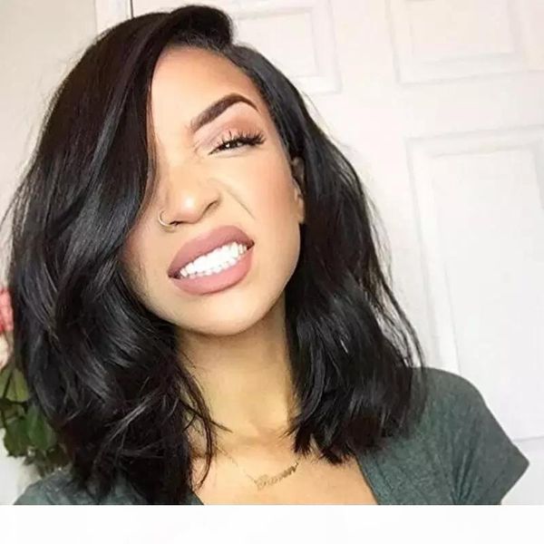 

bob lace front human hair wigs short with baby hair brazilian virgin hair short wave hairstyles full lace bob wig for black women, Black;brown