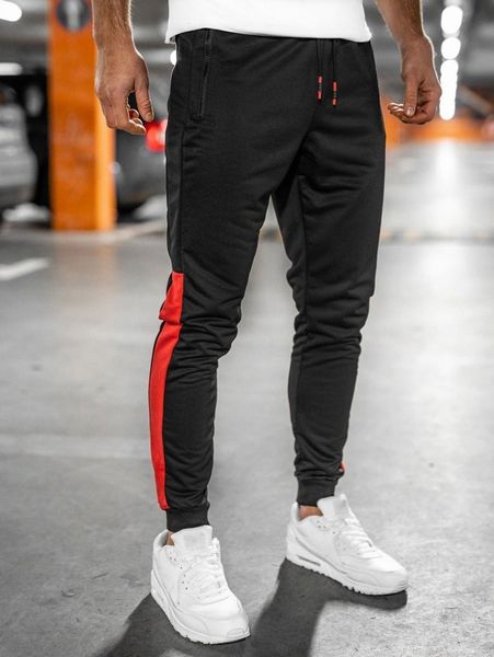 

men contrast panel drawstring sweatpants y8hl#, Black