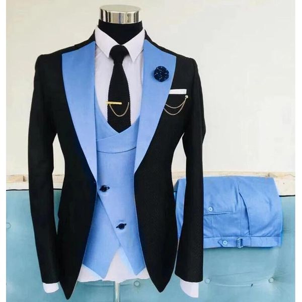 

men's suits & blazers 3 piece casual men slim fit with notched lapel wedding tuxedo groomsmen fashion costume jacket waistcoat pants 20, White;black