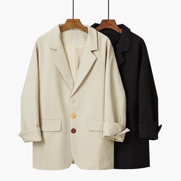 

small suit jacket female korean version loose 2020 spring new fashion temperament british style black casual suit single jacket1, White;black