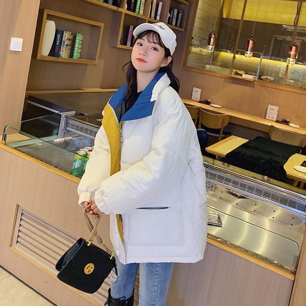 

korean style parkas casual loose long sleeve cotton winter coat plus size parkas manteau femme hiver women's clothing db60mf1, Black