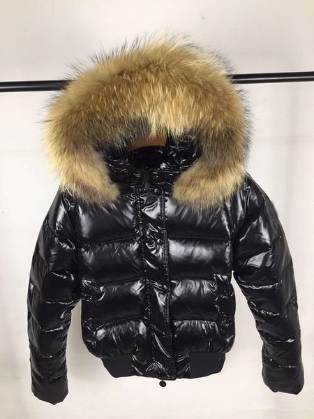 

высокое качество фирменных женщин зима реальный енот мех белый утка пуховик женщин молния короткая серебряная лиса с капюшоном зима теплое п, Black