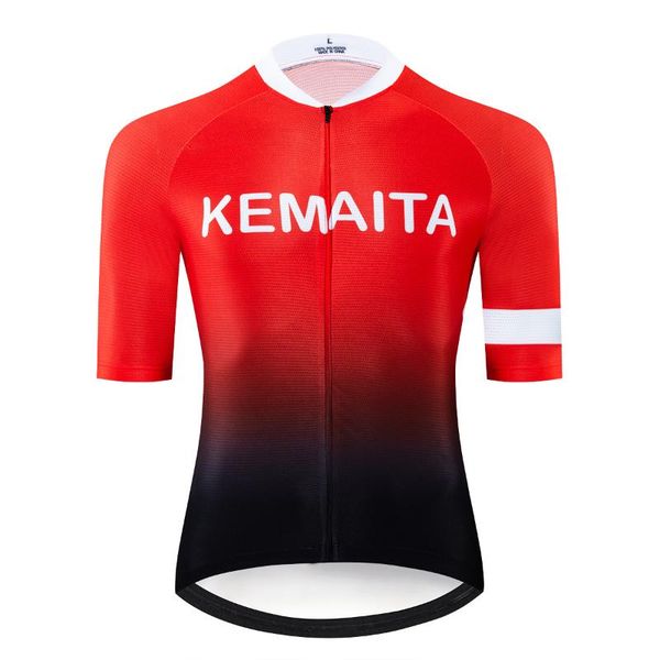

kemaita outdoor pro fading red cycling jersey summer breathable mesh team ciclismo maillot, Black;red