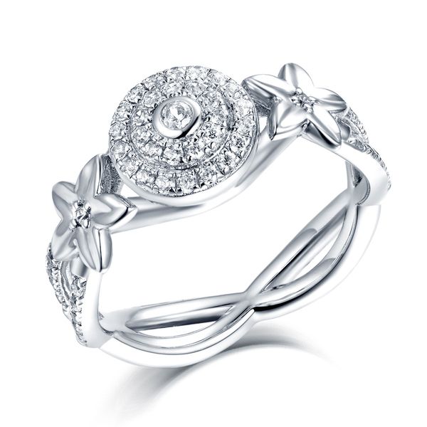 

популярные аксессуары европейских и американских циркон серебряное кольцо женщин стерлингового серебра цветка способа ювелирных изделий, Silver