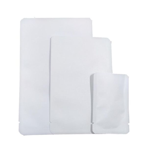 

100 шт. розничная белая крафт бумаги алюминиевая плоская упаковка мешок конфеты сухой цветок вакуумное тепло уплотнение милар упаковочный па