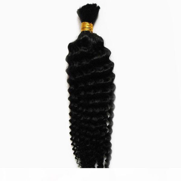 

100g bulk 10-24 inch human braiding hair bulk no weft 1 piece mongolian deep curly hair for braiding ing, Black