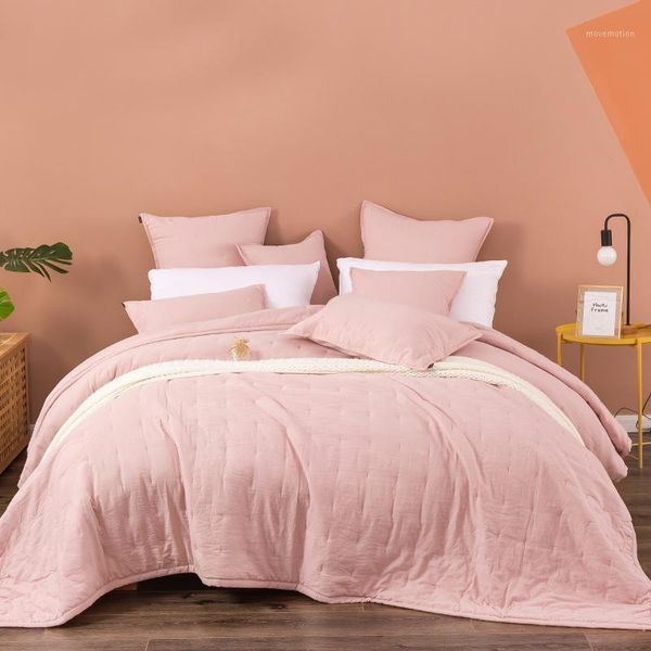 

chausub simple style bedspreads quilt set 3-piece wash cotton quilts quilted coverlet soft full king size bed cover blanket1