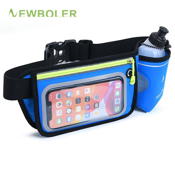 

marathon jogging cycling running bag fingerprint unlock phone holder touch screen hydration belt pouch for 250ml water bottles