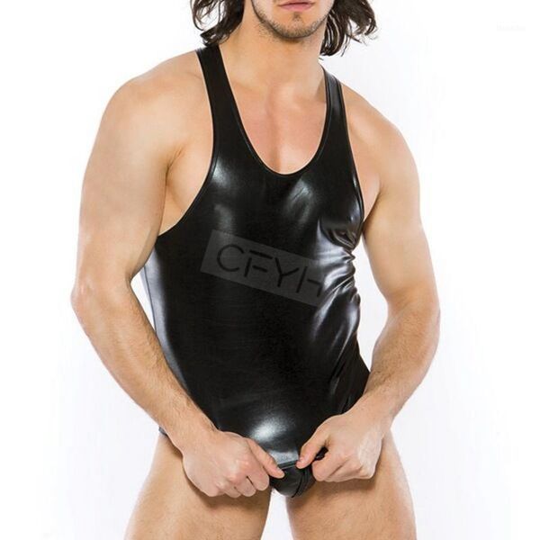 

men' tank fashion solid black faux leather men' vest,men' 1, White;black