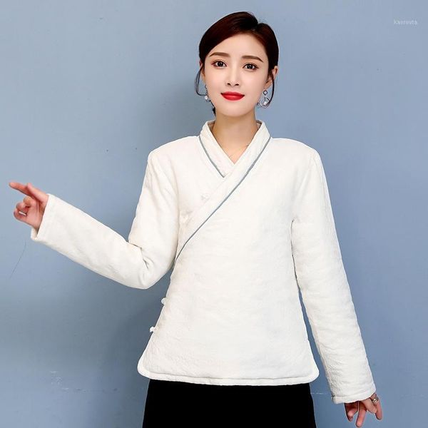 

2020 new year women traditional chinese clothing jacket retro winter hanfu tang suit china oriental ethnic coats 116841, Red