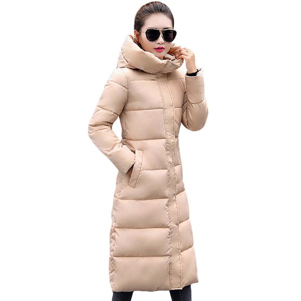 

fashion winter jacket women thicken warm female jacket cotton coat parkas long jaqueta feminina inverno women hooded coat 201130, Black