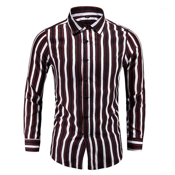 

2020 new mens shirts stripe shirt fashion business mens dress shirts long sleeve casual trend shirt camisa masculina1, White;black