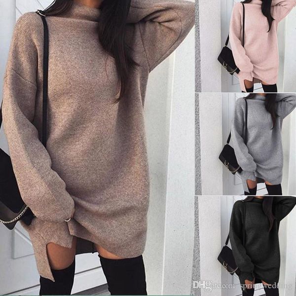 

loose autumn new womens ladies turtle neck warm sweaters casual sweater jumper outwear long fs5174, White;black