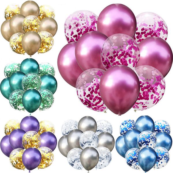 

10pcs confetti transparent metallic latex balloons new year christmas birthday party decorations for home air kids toys