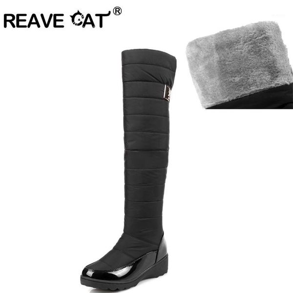 

reave cat new arrival russia keep warm snow boots fashion platform fur over the knee boots warm winter for women shoesa7951, Black
