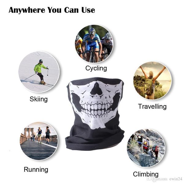 

skull face mask scarf balaclava bandana multi function neck ghost half face mask scarf for outdoor motorcycle bicycle cycling